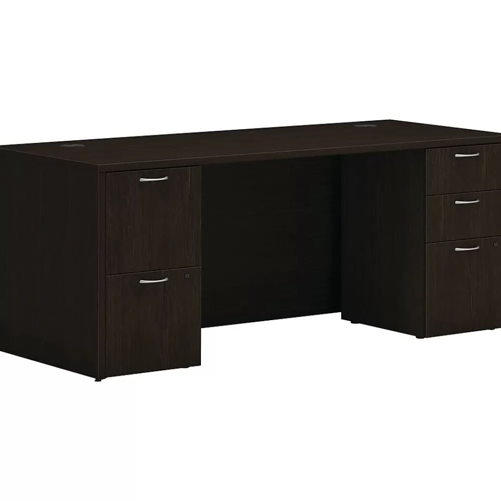 HON Mod 72"W Double-Pedestal Desk, (HLPLDS72PSJA1) Java Oak Best Sale