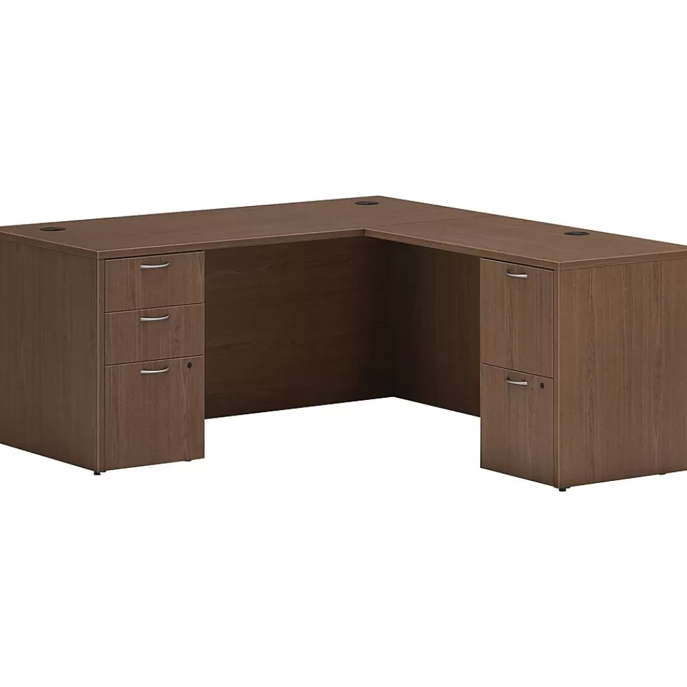 HON Mod 66"W L-Shaped Double-Pedestal Desk, (HLPL6672LDESKSE1) Sepia Walnut Best