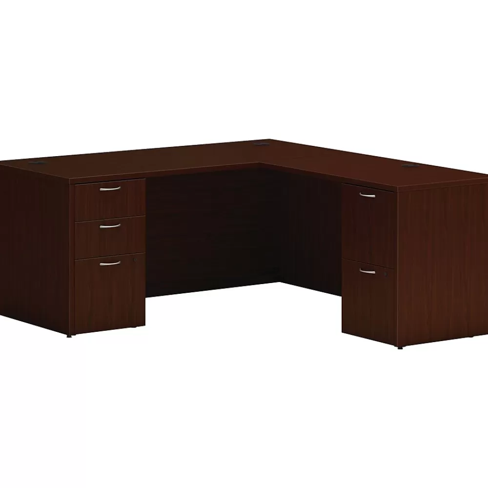 HON Mod 66"W L-Shaped Double-Pedestal Desk, (HLPL6672LDESKTM1) Traditional Mahogany Online