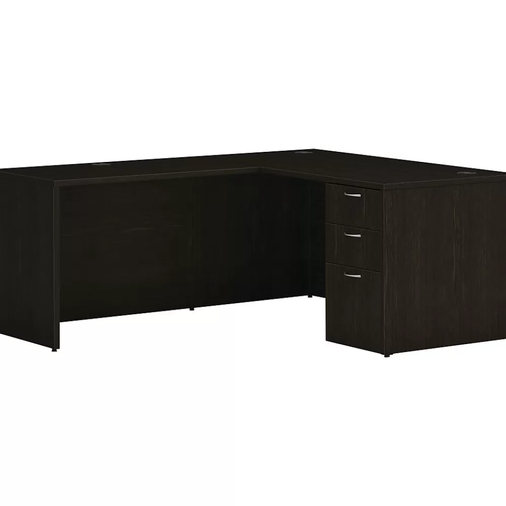 HON Mod 60"W L-Shaped Single-Pedestal Desk, (HLPL6072LDESK1BBFJA1) Java Oak Sale