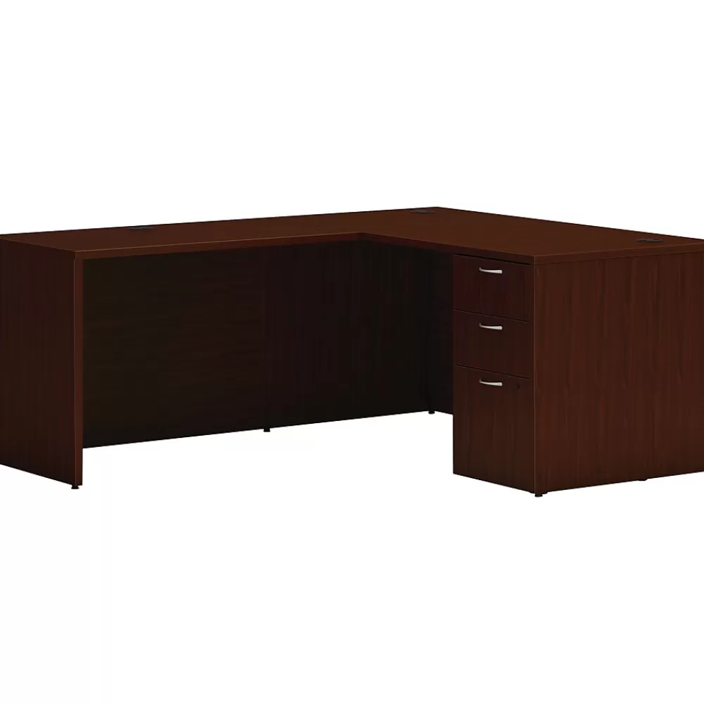 HON Mod 60"W L-Shaped Single-Pedestal Desk, (HLPL6072LDESK1BBFTM1) Traditional Mahogany Online