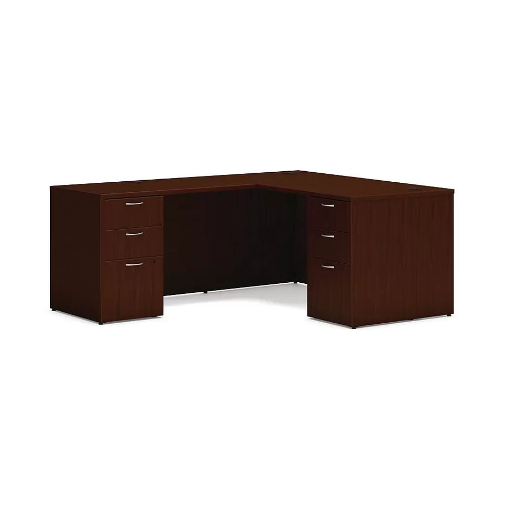 HON Mod 60"W L-Shaped Workstation, (HLPL6072LDESK2BBFTM1) Traditional Mahogany Sale