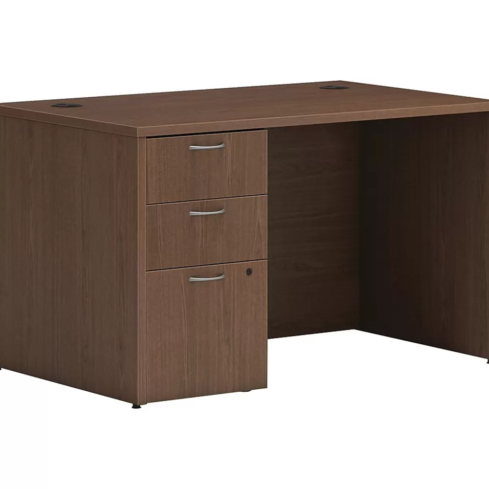 HON Mod 48"W Single-Pedestal Desk, (HLPLDS4830BBFSE1) Sepia Walnut Online