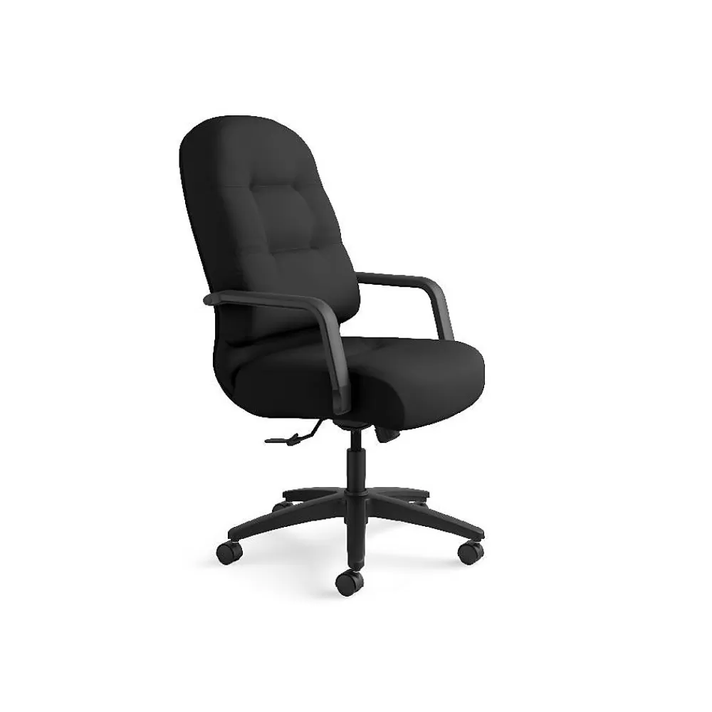 HON Pillow-Soft Executive High-Back Chair, Center-Tilt, Fixed Arms, Black Fabric Cheap