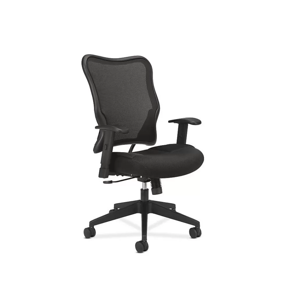 HON Wave Mesh High-Back Task Chair, Synchro-Tilt, Adjustable Arms, Black Sandwich Mesh Seat (BSXVL702MM10) Best Sale