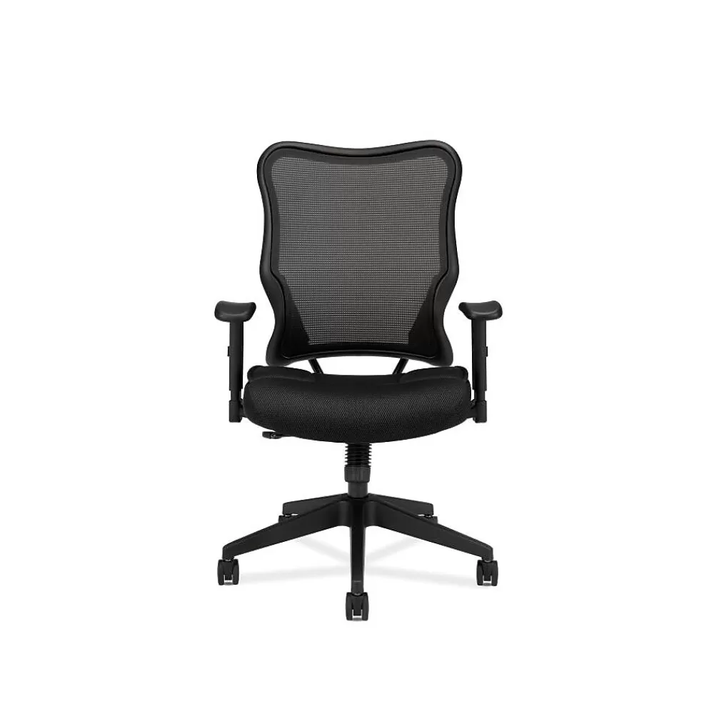 HON Wave Mesh High-Back Task Chair, Synchro-Tilt, Adjustable Arms, Black Sandwich Mesh Seat (BSXVL702MM10) Best Sale