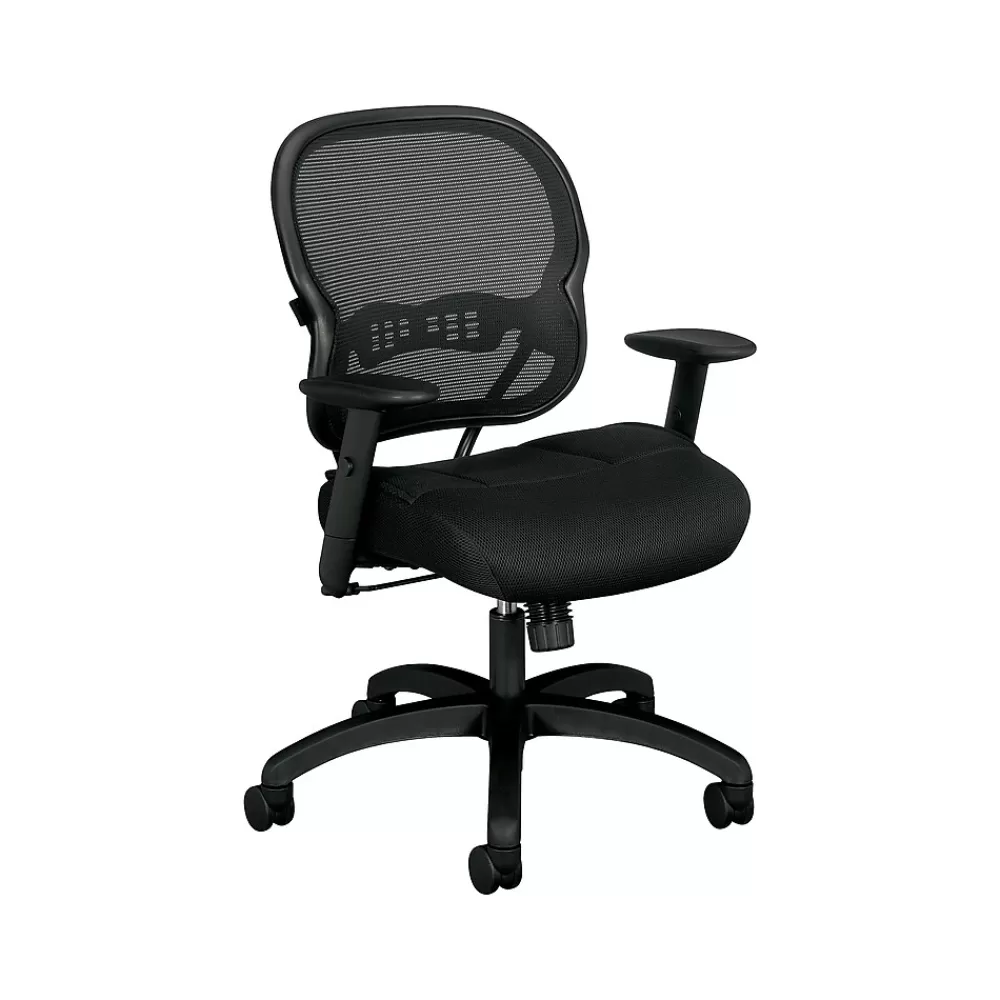 HON Wave Mesh Mid-Back Chair, Synchro-Tilt, Adjustable Arms, Black Sandwich Mesh (BSXVL712MM10) Store