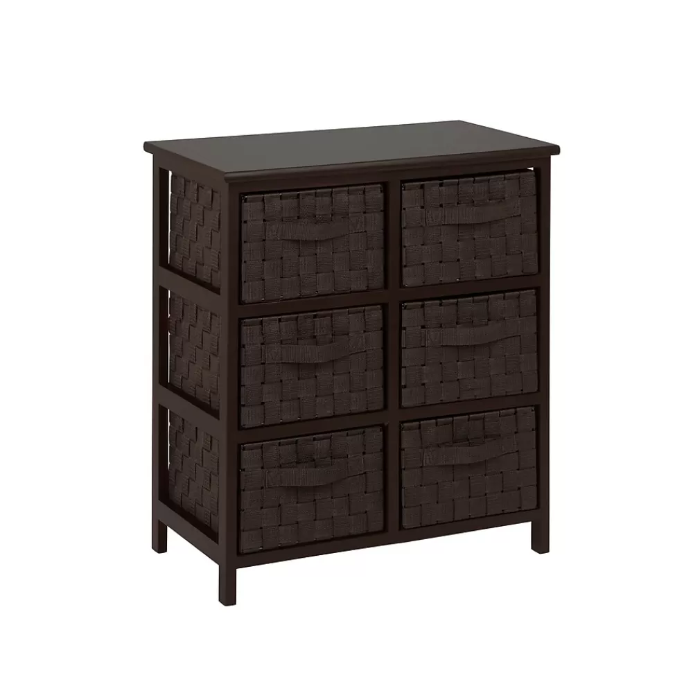 Honey-Can-Do Honey Can Do Woven Strap 6 Drawer Chest with Wooden Frame, Espresso Black (TBL-03759) Shop