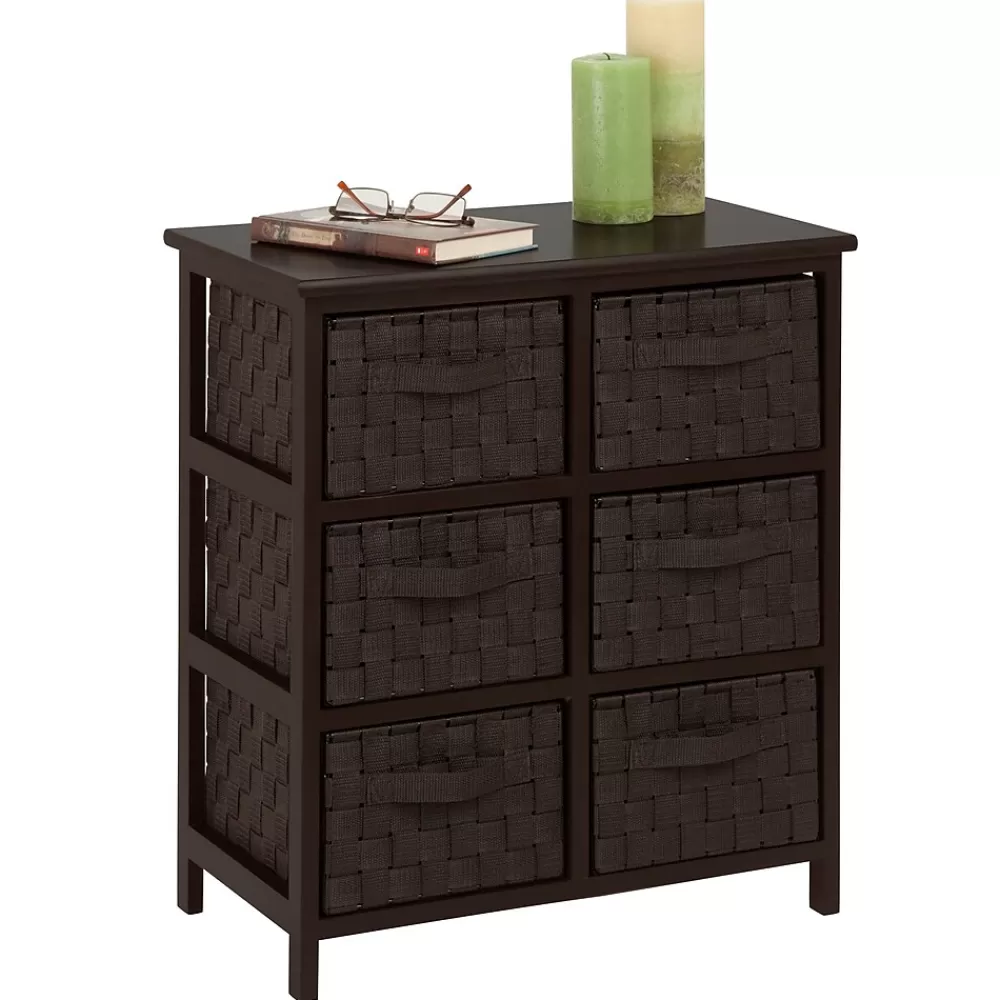 Honey-Can-Do Honey Can Do Woven Strap 6 Drawer Chest with Wooden Frame, Espresso Black (TBL-03759) Shop