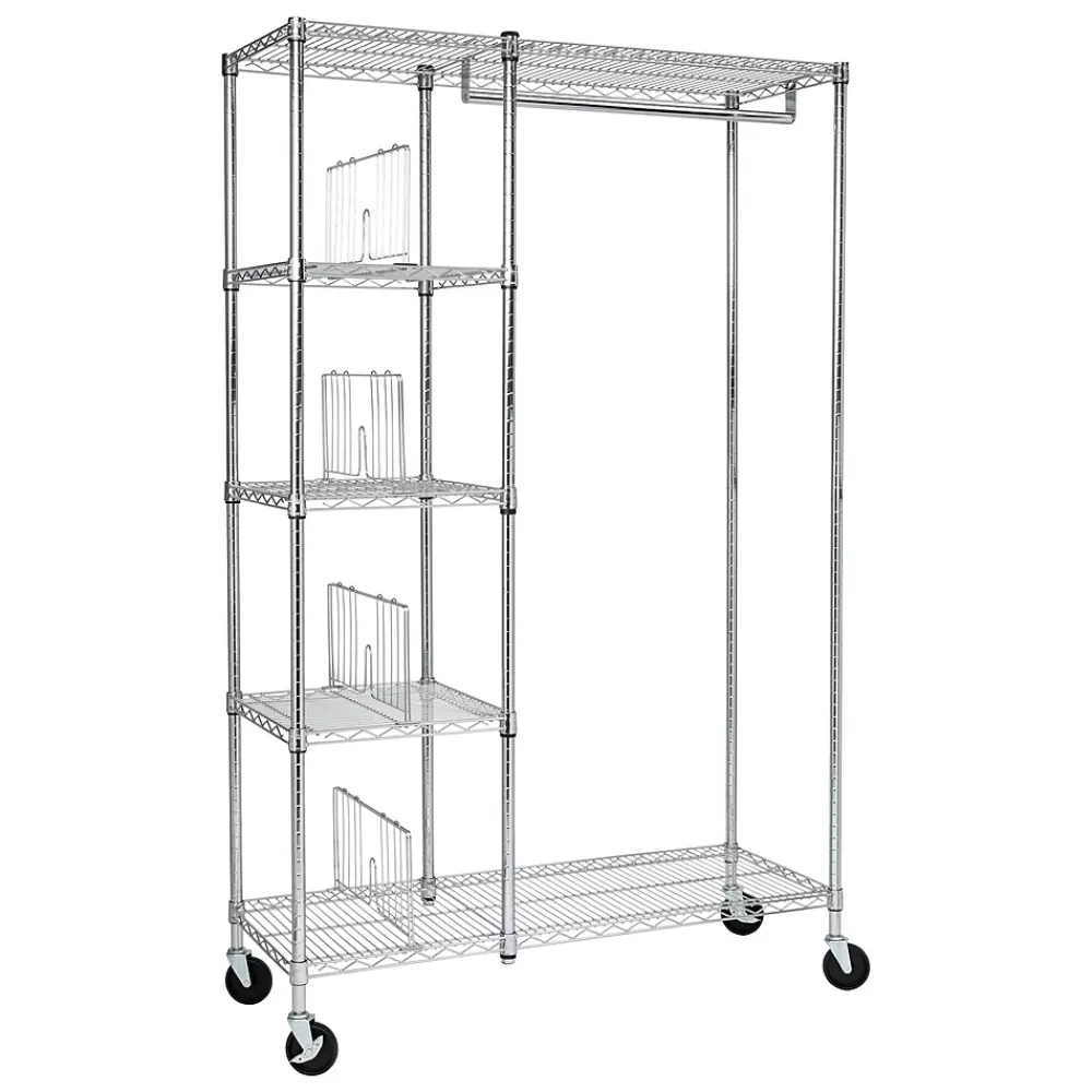 Honey-Can-Do Rolling Closet with Garment Bar and Shelves, 18"W, Chrome (SHF-01567) Fashion