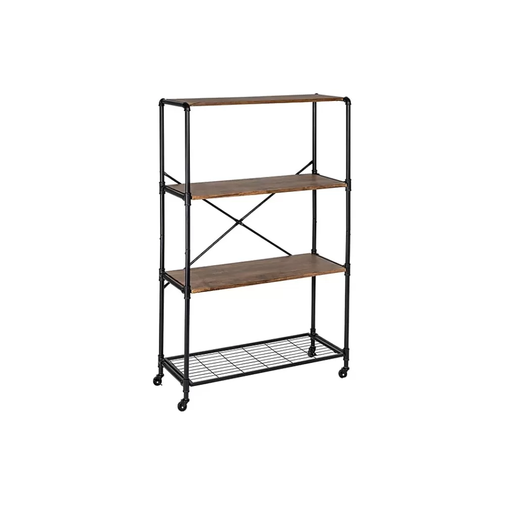 Honey-Can-Do 4-Shelf 63"H Steel Mobile Bookcase, Black (SHF-08838) Shop