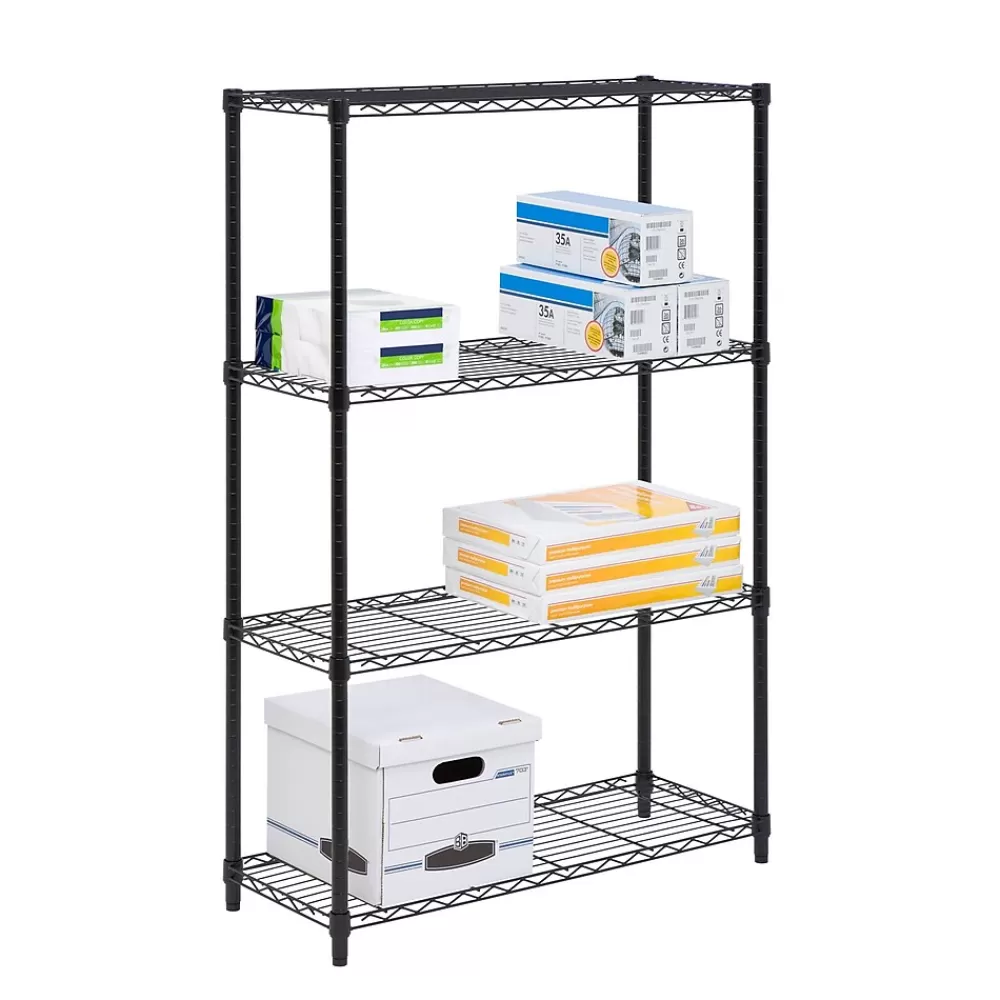 Honey-Can-Do 4-Shelf Metal Shelving Unit, 36"W, Black (SHF-03936) Online