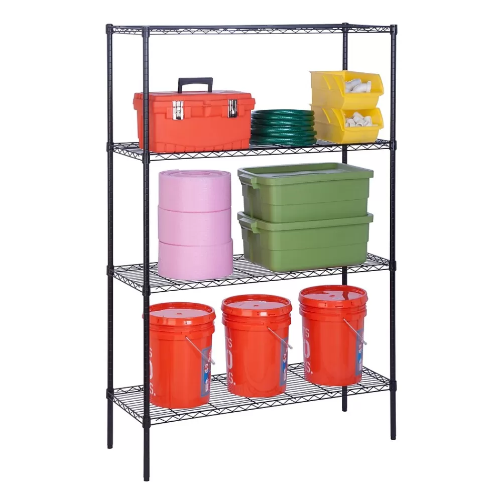 Honey-Can-Do 4-Shelf Metal Shelving Unit, 48"W, Black (SHF-05225) Shop