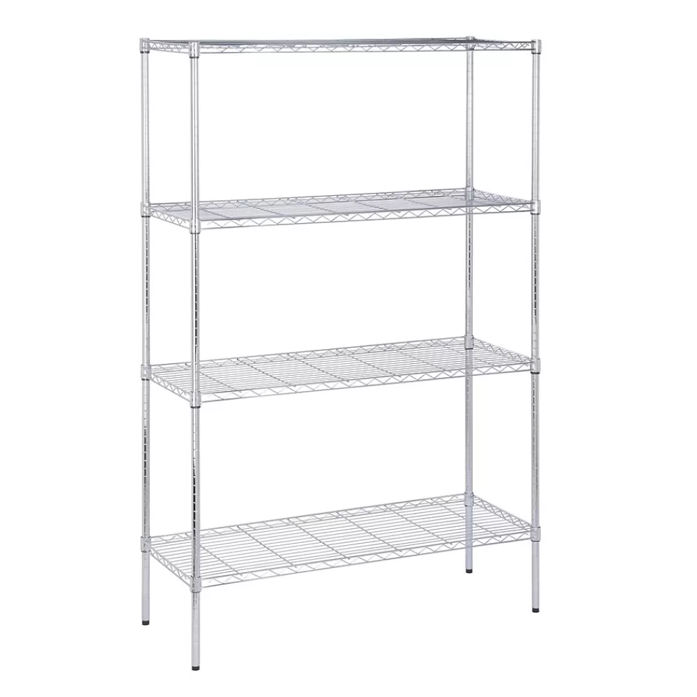 Honey-Can-Do 4-Shelf Metal Unit, 48''W, Chrome (SHF-05226) Fashion