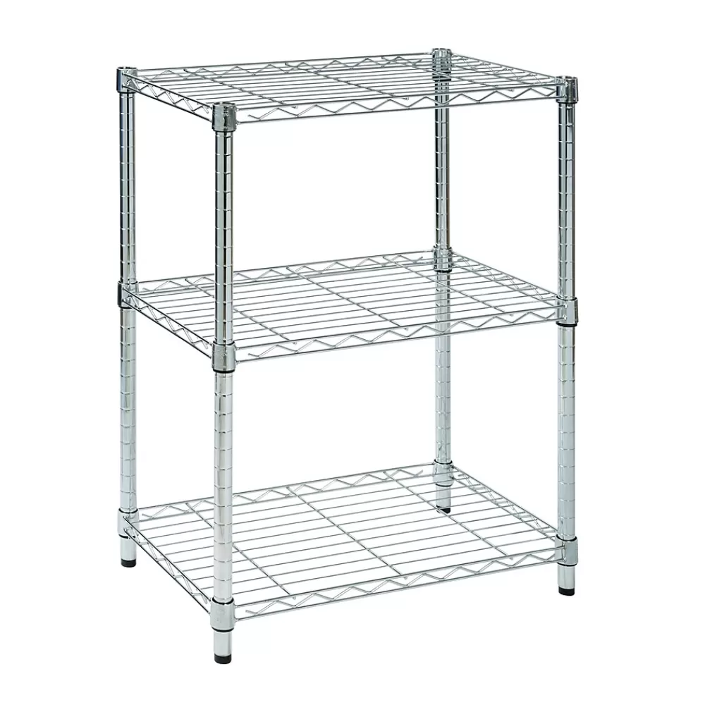 Honey-Can-Do 3-Shelf Metal Unit, 24"W, Chrome (SHF-01903) Fashion