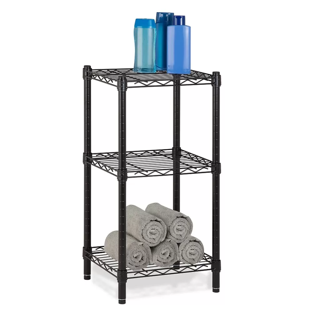 Honey-Can-Do Small 3-Tier Adjustable Storage Shelving Unit, 15"W, Black (SHF-09209) Clearance