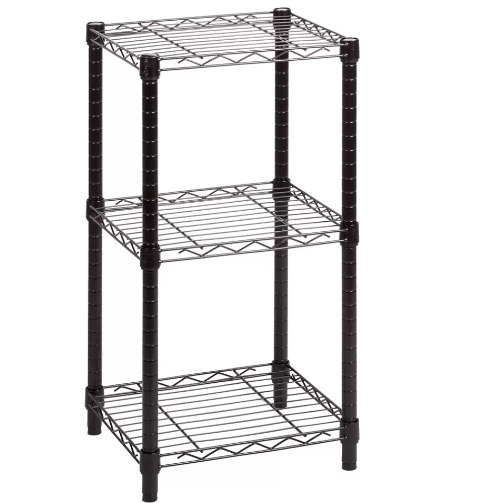 Honey-Can-Do Small 3-Tier Adjustable Storage Shelving Unit, 15"W, Black (SHF-09209) Clearance