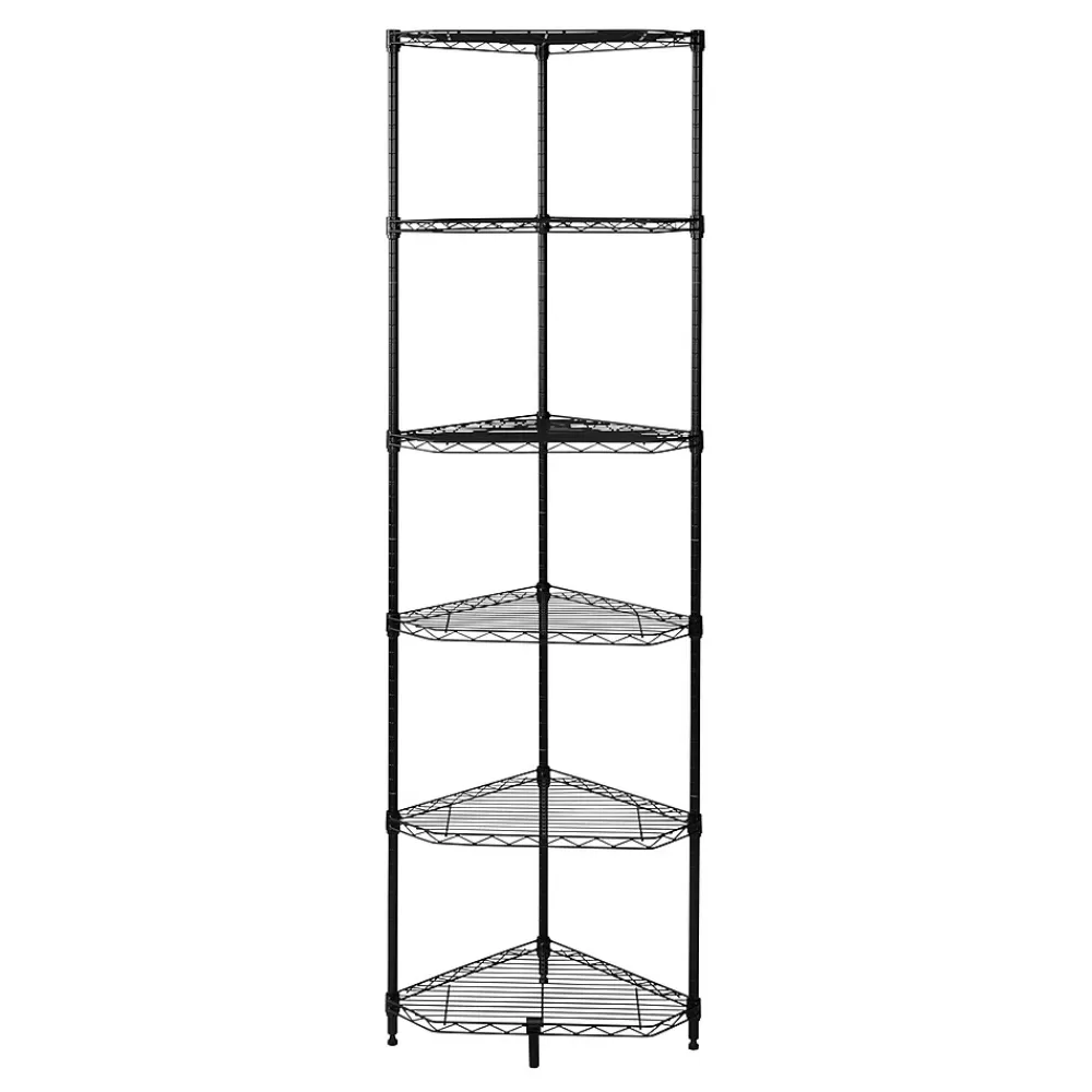 Honey-Can-Do 6-Tier Compact Triangle Corner Shelving Unit, Black (SHF-10005) Online