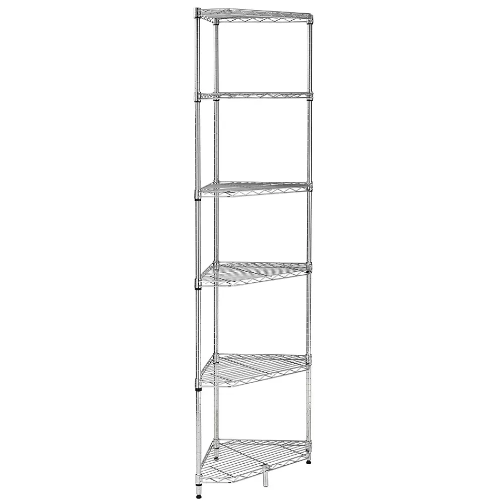 Honey-Can-Do 6-Tier Compact Triangle Corner Shelving Unit, Chrome (SHF-10025) Store