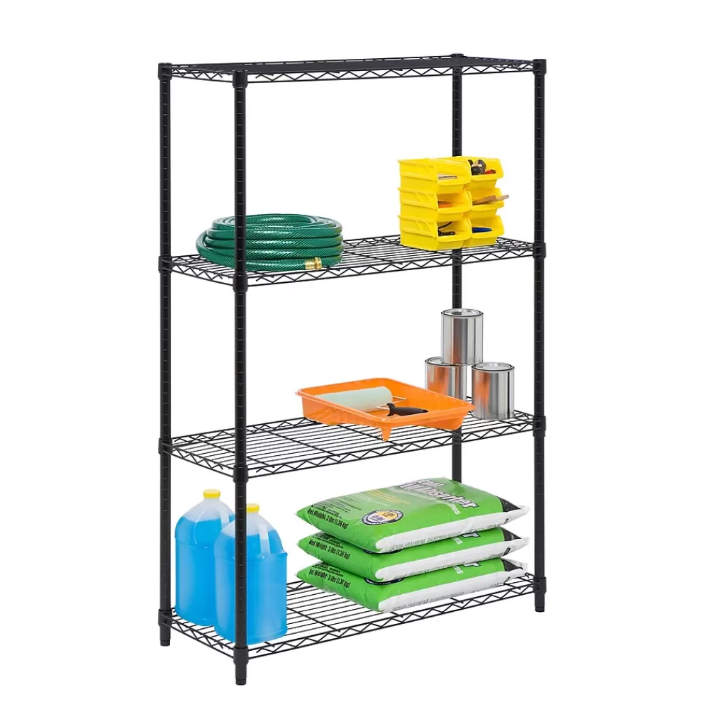 Honey-Can-Do 4-Tier 250lb. Capacity Shelving Unit, Black (SHF-01908) Sale