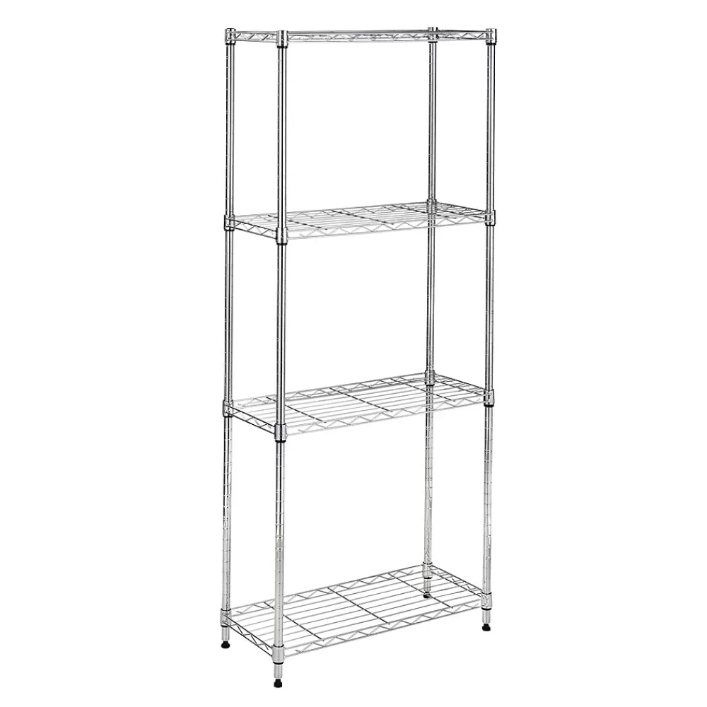 Honey-Can-Do 4-Tier Slim Profile Shelving Unit, Chrome (SHF-10022) Shop