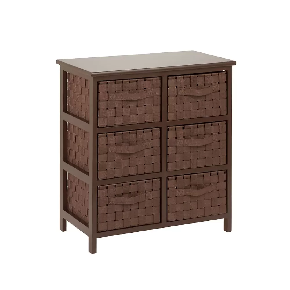 Honey-Can-Do Woven Strap 6 Drawer Storage Chest with Wooden Frame, Java Brown (TBL-03758) Cheap