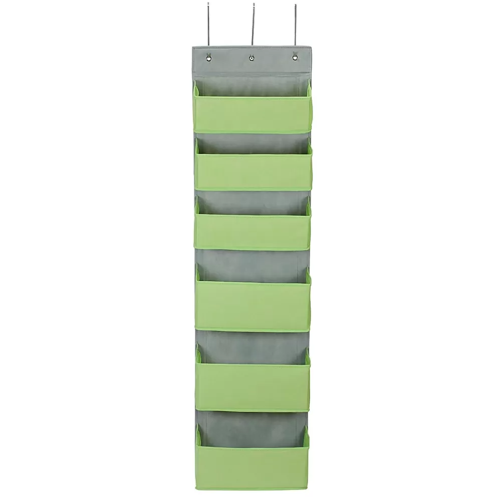 Household Essentials 6 Pocket Plastic/Poly Over the Door Hanging Oranizer, 57" x 15" x 7", Lime (2167-1) Cheap