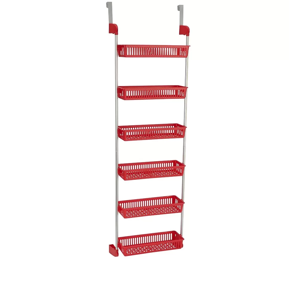 Household Essentials OTD 6-Shelf Hanging Storage Rack, 57" x 19.25" x 6.25", Red (2153-1) Hot