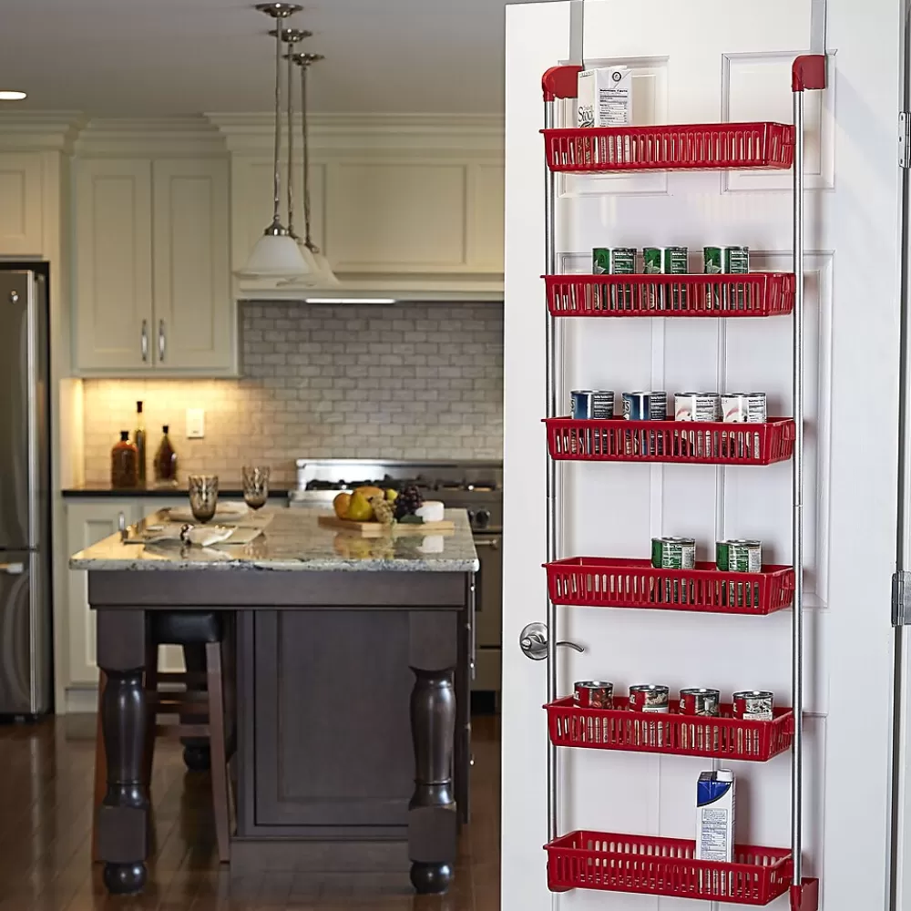 Household Essentials OTD 6-Shelf Hanging Storage Rack, 57" x 19.25" x 6.25", Red (2153-1) Hot