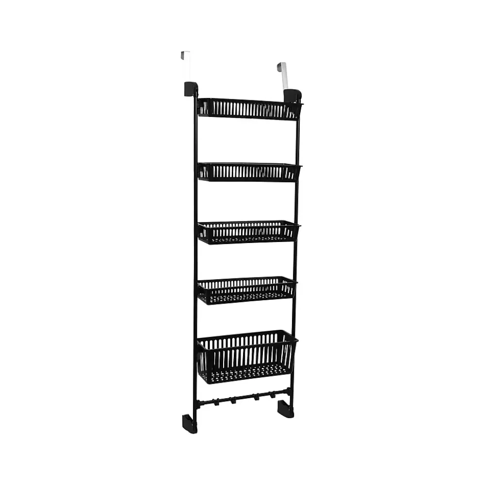 Household Essentials 5-Shelf Plastic Over-the-Door Storage Rack, 20", Black (2196-1) Clearance