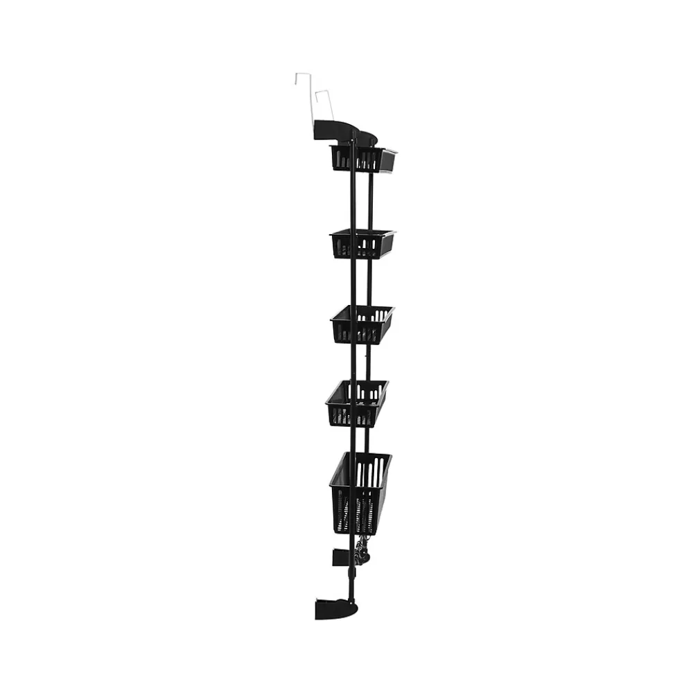 Household Essentials 5-Shelf Plastic Over-the-Door Storage Rack, 20", Black (2196-1) Clearance