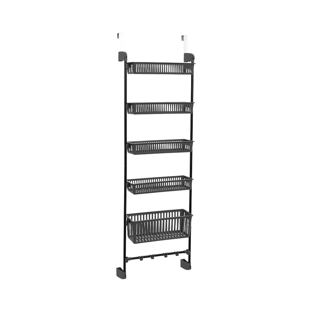 Household Essentials 5-Shelf Plastic Over-the-Door Storage Rack, 20", /Black (2192-1) Gray Fashion