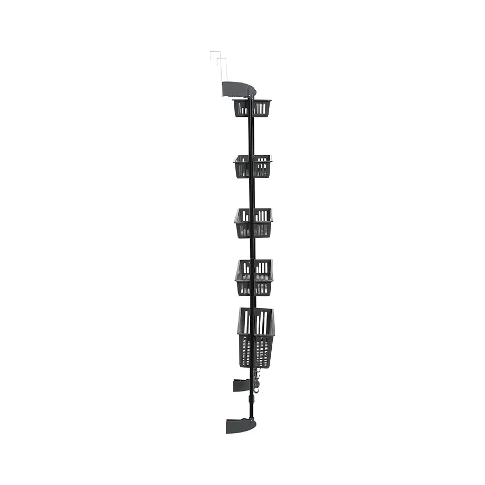 Household Essentials 5-Shelf Plastic Over-the-Door Storage Rack, 20", /Black (2192-1) Gray Fashion