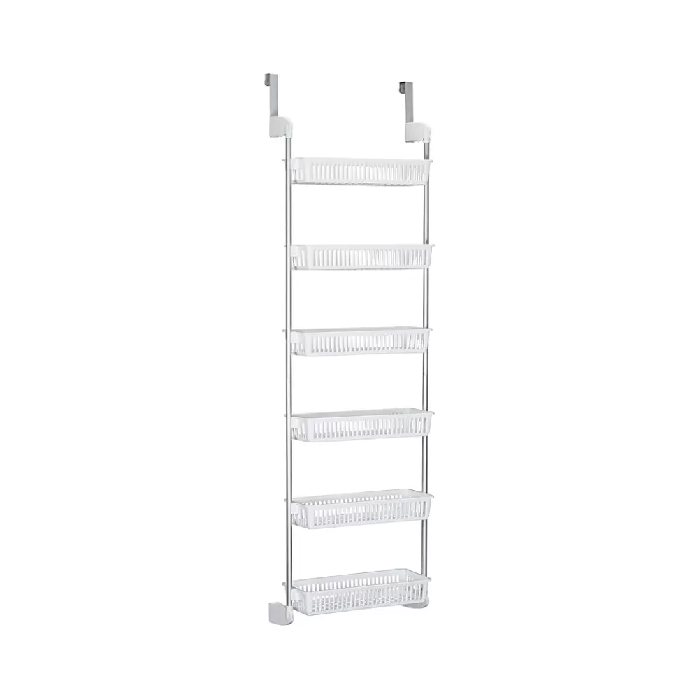 Household Essentials 6-Shelf Plastic Over-the-Door Storage Rack, 18", (2154-1) White Cheap
