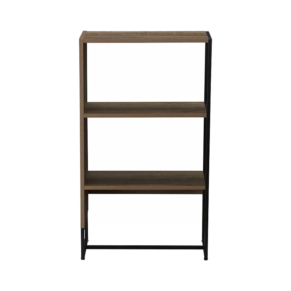 Household Essentials Wrap 41.5" 3-Shelf Bookcase, Brown/Black Laminate/Steel (8260-1) Brown and Black Shop