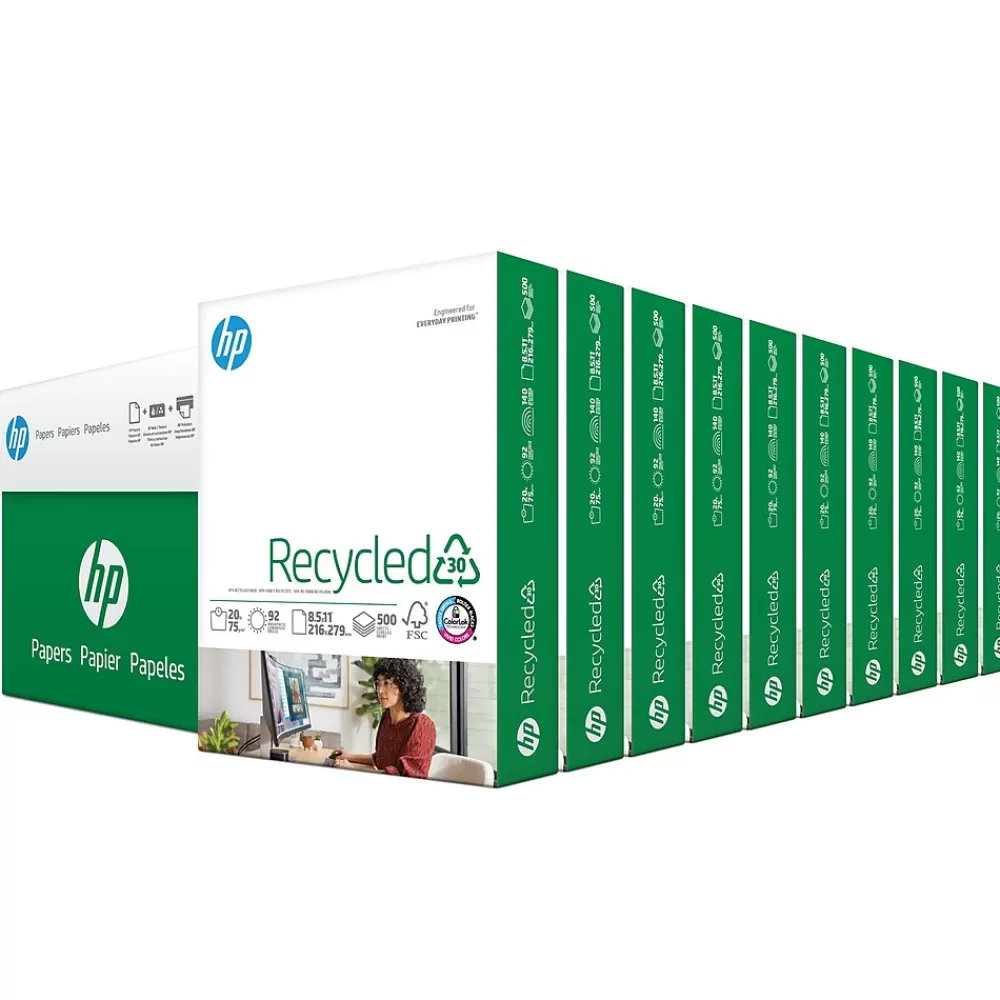 HP 30% Recycled 8.5" x 11" Multipurpose Paper, 20 lbs., 92 Brightness, 5000 Sheets/Carton (E1120) New