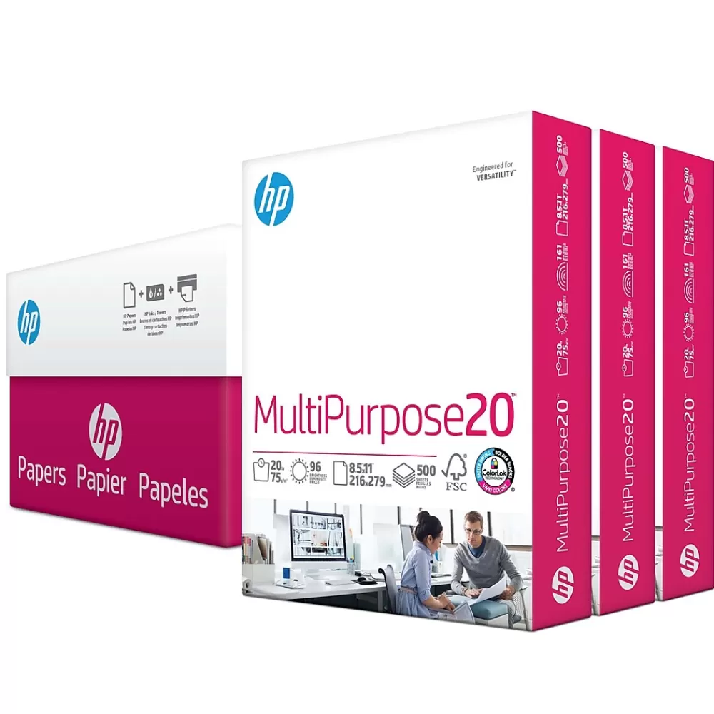 HP 8.5" x 11" Multipurpose Paper, 20 lbs., 96 Brightness, 1500 Sheets/Carton (112530) Best