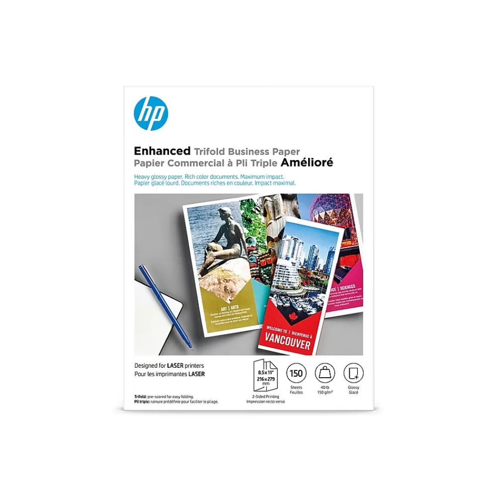 HP Enhanced Glossy Tri-Fold Business Paper, 8.5" x 11", 150 Sheet/Pack (Q6612A) Cheap