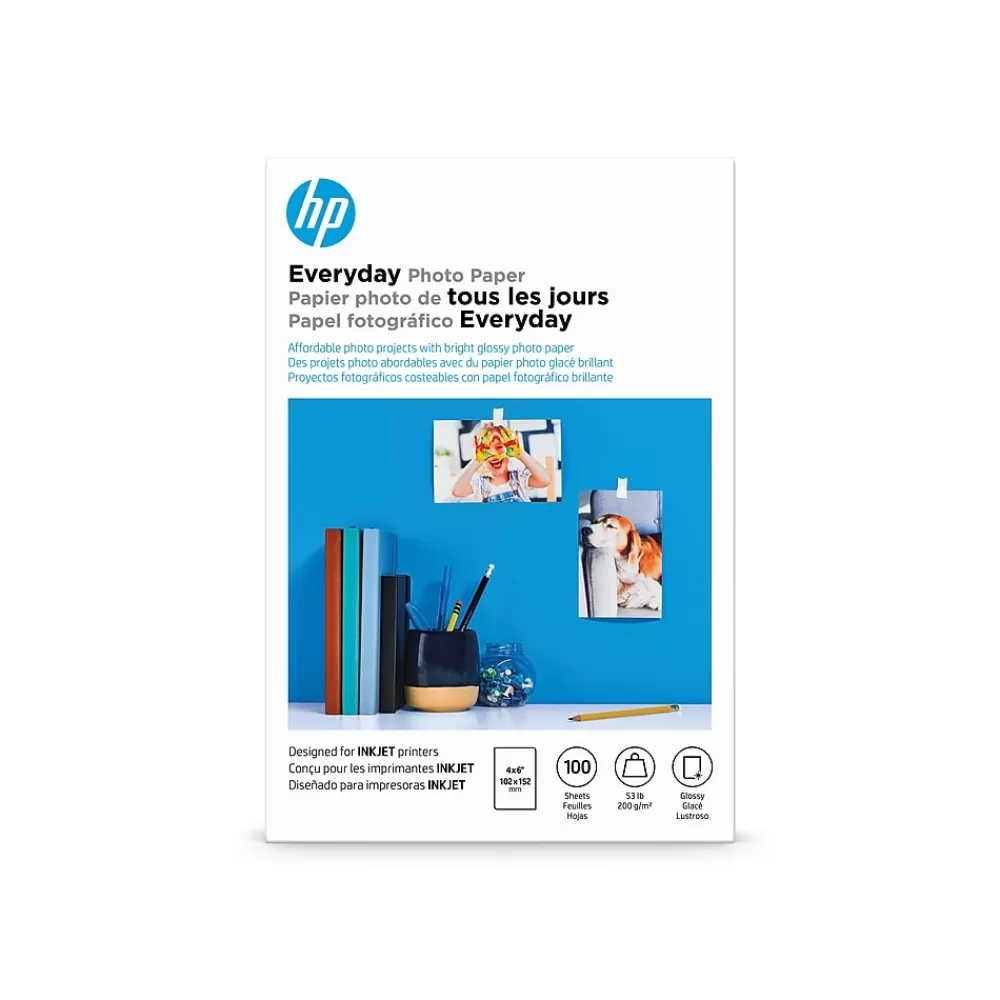 HP Everyday Glossy Photo Paper, 4" x 6", 100 Sheet/Pack (CR759A) Clearance