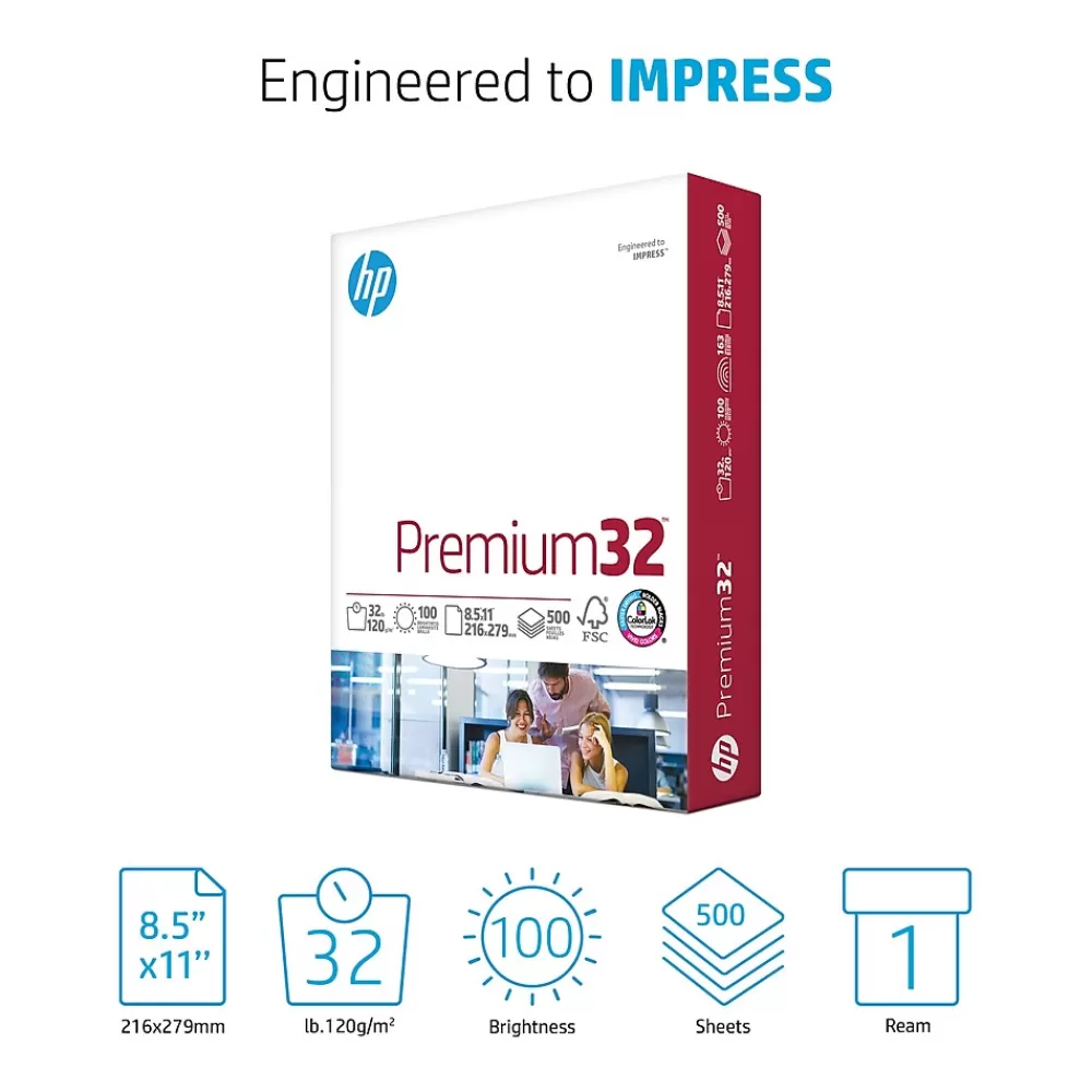 HP Premium32 8.5" x 11" Multipurpose Paper, 32 lbs., 100 Brightness, 500 Sheets/Ream (113100) Best