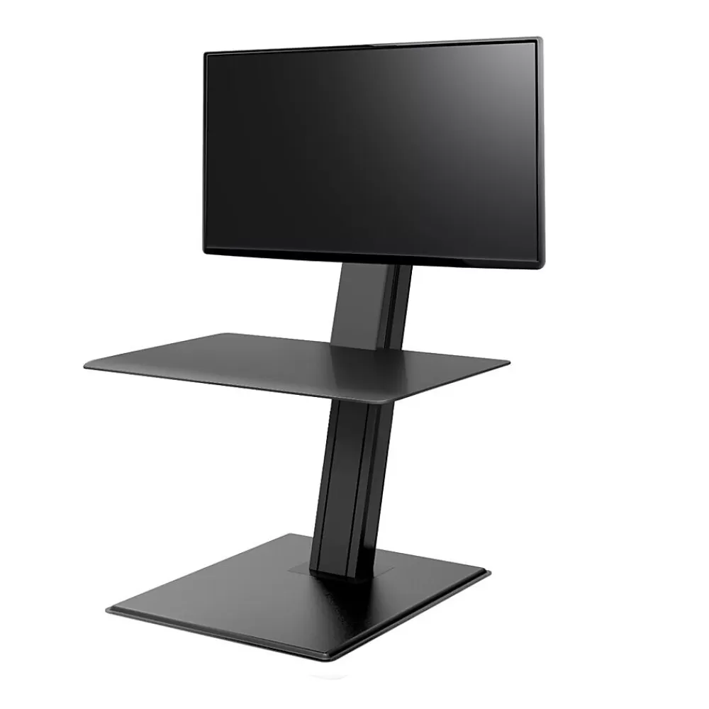 Humanscale QuickStand Eco 28"W Manual Rectangular Adjustable Standing Portable Desk for Single Monitor, Black (QSE2SMB) Shop