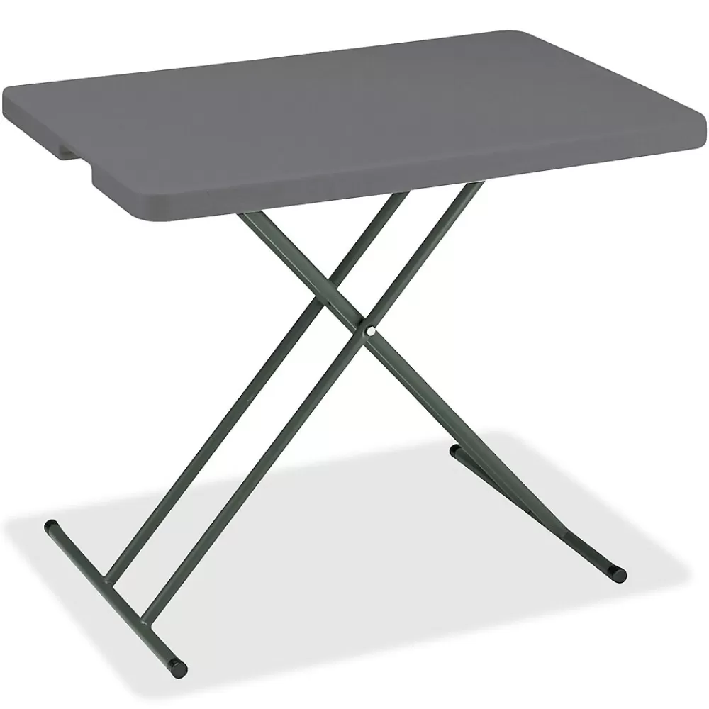 ICEBERG IndestrucTable TOO Folding Table, Rectangle Top, X-shaped Base, 30" L x 20" W x 28" H, Charcoal Best Sale