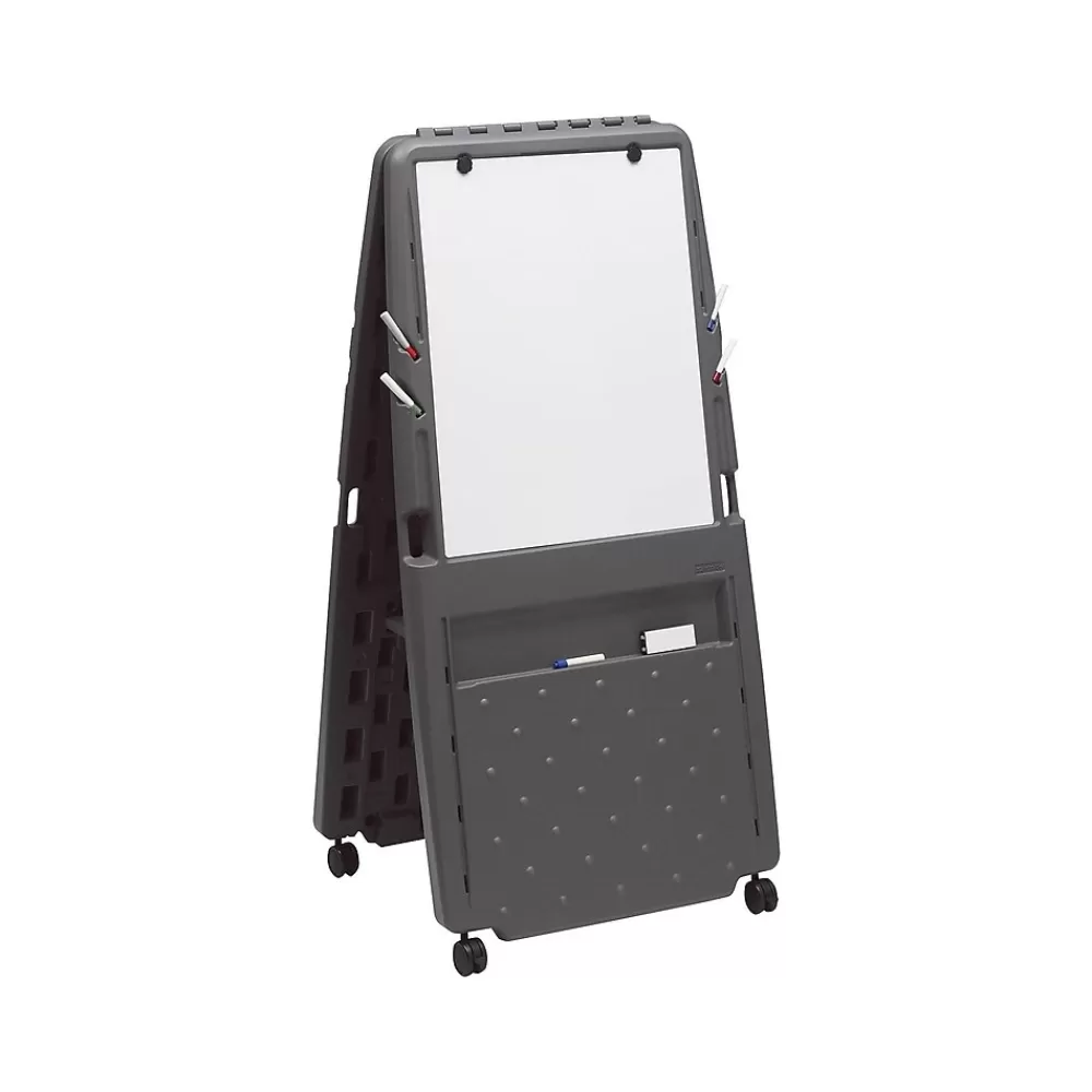 ICEBERG Mobile Presentation Flip Chart Easel with Dry-Erase Surface, Charcoal, 73" x 33" x 28" (30237) Flash Sale