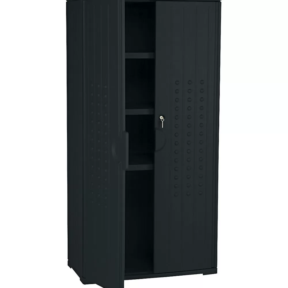 ICEBERG ® Officeworks® Polyethylene Storage Cabinet, Non-Assembled, 66Hx33Wx18D", Black Hot
