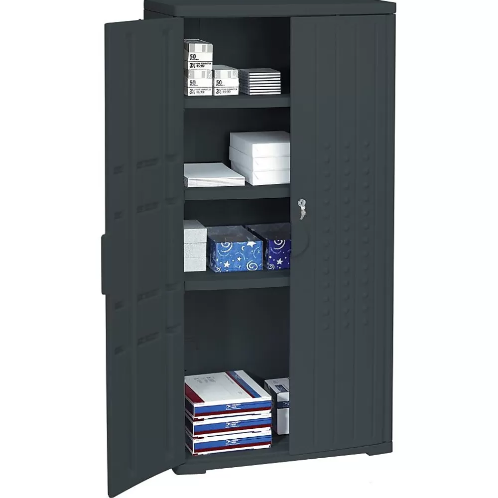 ICEBERG ® Officeworks® Polyethylene Storage Cabinet, Non-Assembled, 66Hx33Wx18D", Black Hot