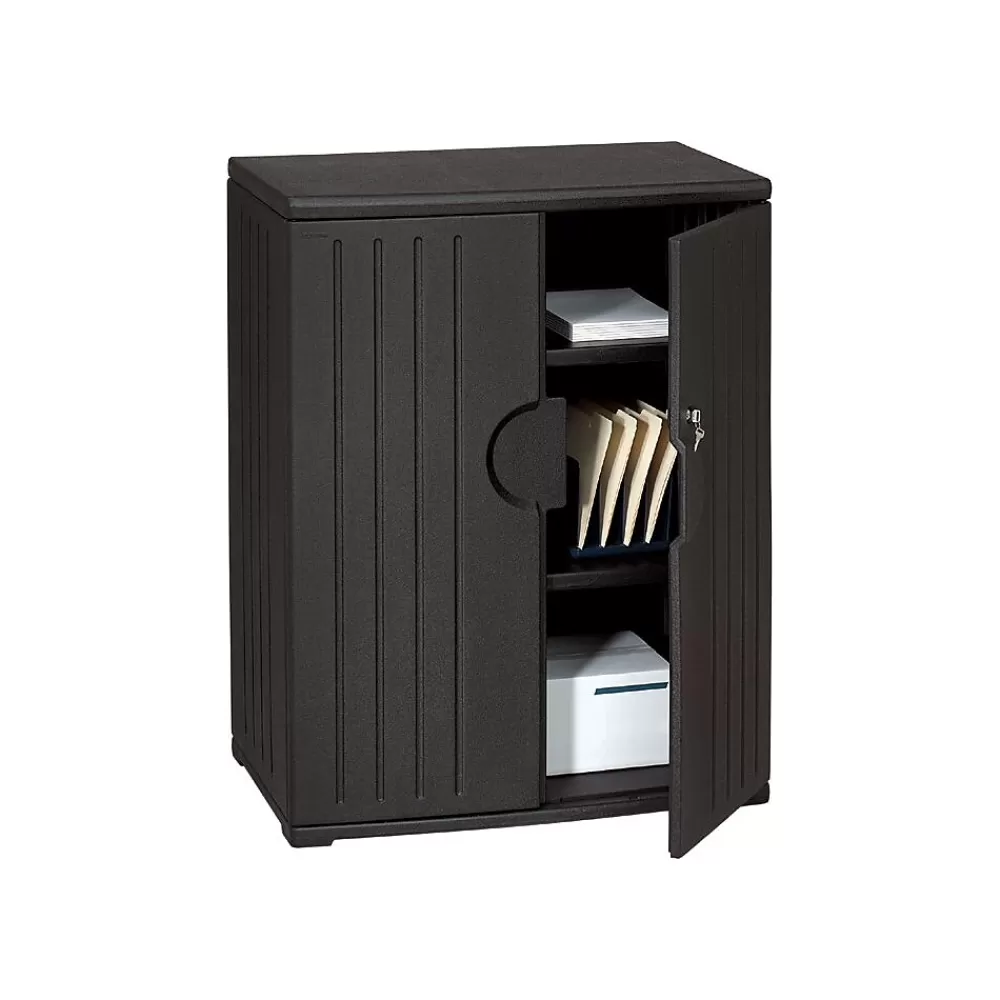 ICEBERG ® Officeworks® Polyethylene Storage Cabinet, Non-Assembled, 46Hx36Wx22D", Black Cheap