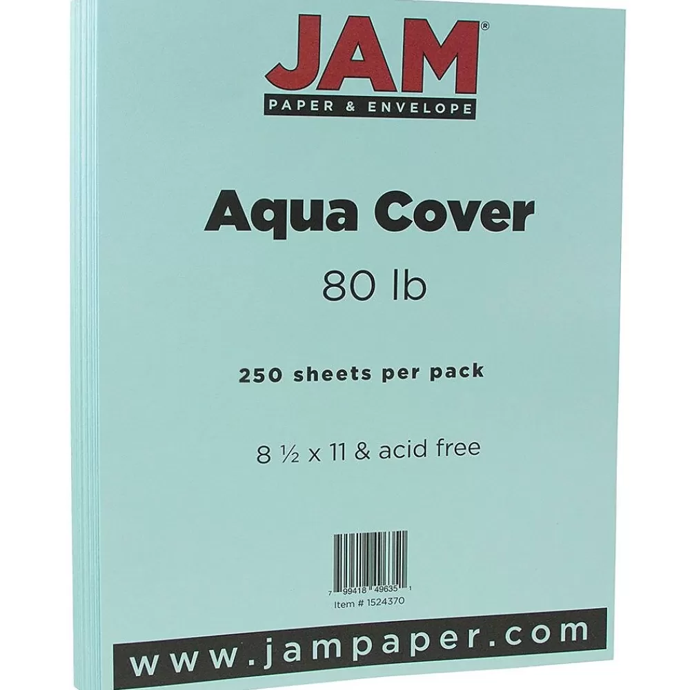 JAM Paper 80 lb. Cardstock Paper, 8.5" x 11", Aqua Blue, 250 Sheets/Ream (1524370B) Best Sale