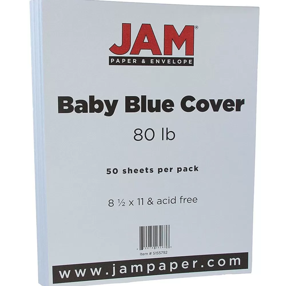 JAM Paper 80 lb. Cardstock Paper, 8.5" x 11", Baby Blue, 50 Sheets/Pack (5155792) Store