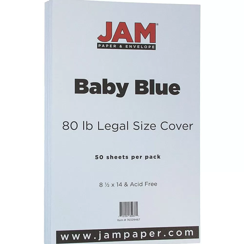 JAM Paper 80 lb. Cardstock Paper, 8.5" x 14", Baby Blue, 50 Sheets/Pack (76329467) Sale