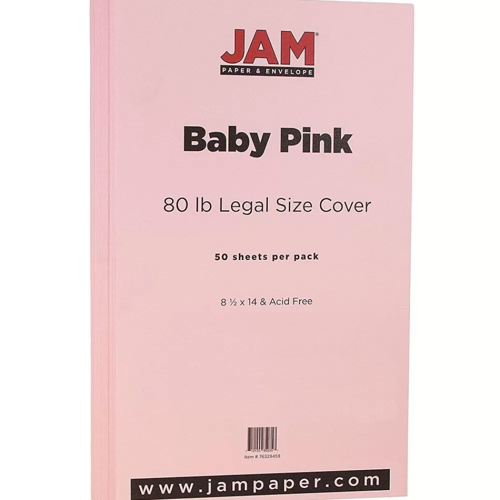 JAM Paper 80 lb. Cardstock Paper, 8.5" x 14", Baby Pink, 50 Sheets/Pack (76329459) Clearance